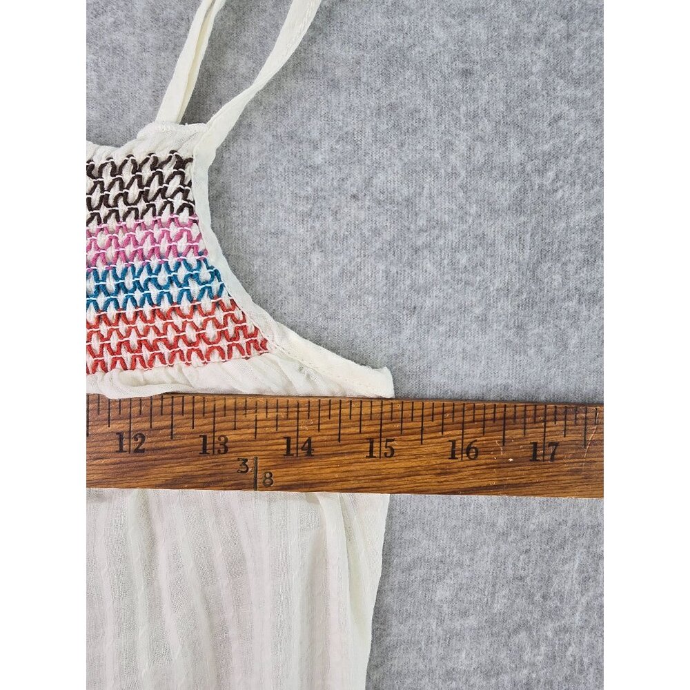 Maurices Women's White Embroidered Smocked Tank Top Size M - Picture 2 of 6